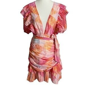 L’ATISTE BY AMY Spring Abstract Ruffle Mini Dress NWT